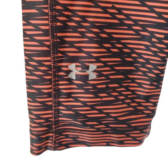 Under Armour Heat Gear Mid-rise Geometric Active Capri Leggings Dark Gray Orange - Picture 11 of 14